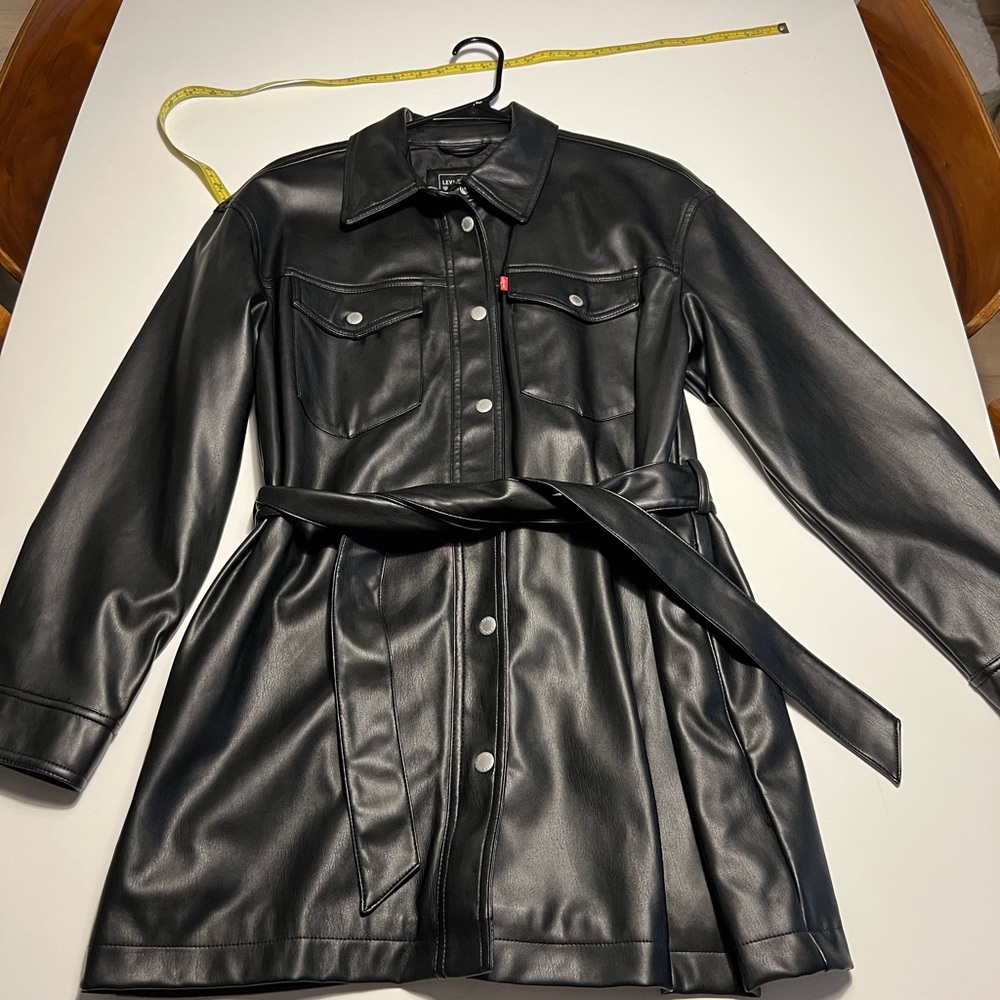 Levi's Black Leather Belted Jacket
